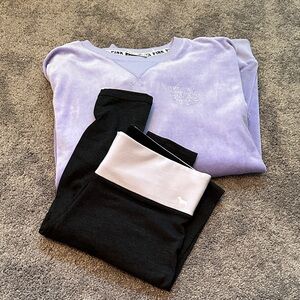 PINK Victoria's Secret Lavender Sweatshirt and Black Leggings